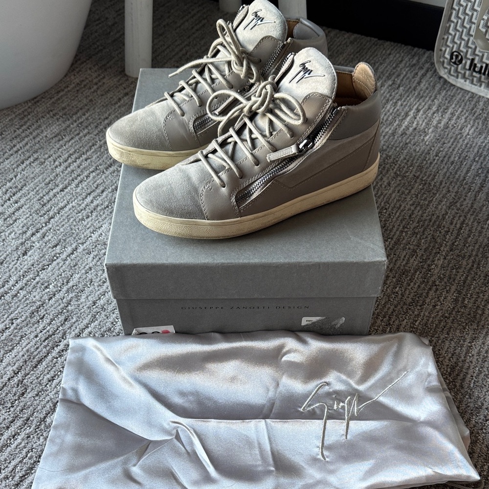 Giuseppe Zanotti Gray High-Top Sneakers with Silver Details Size 38 100% Genuine
